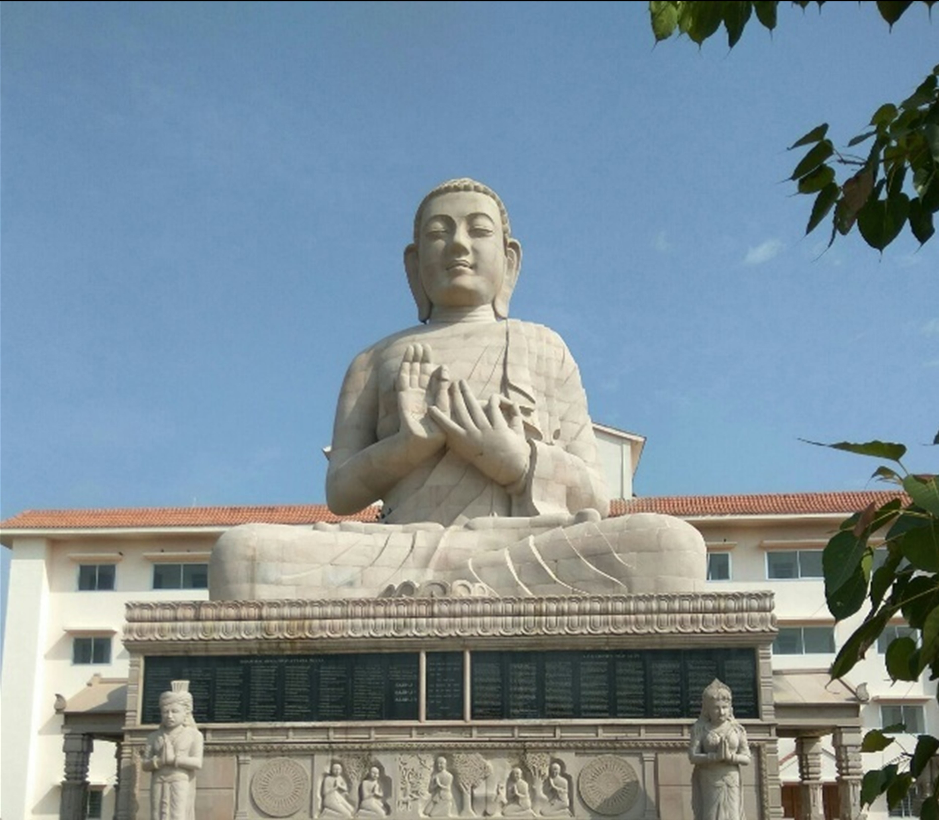 Buddha Statue, Pilgrims Rest (G+3 Structure), Monks Building, Bell House, Drum House, Umbrella House and Toilet Block of Sivali Vietnamese Pink Temple.