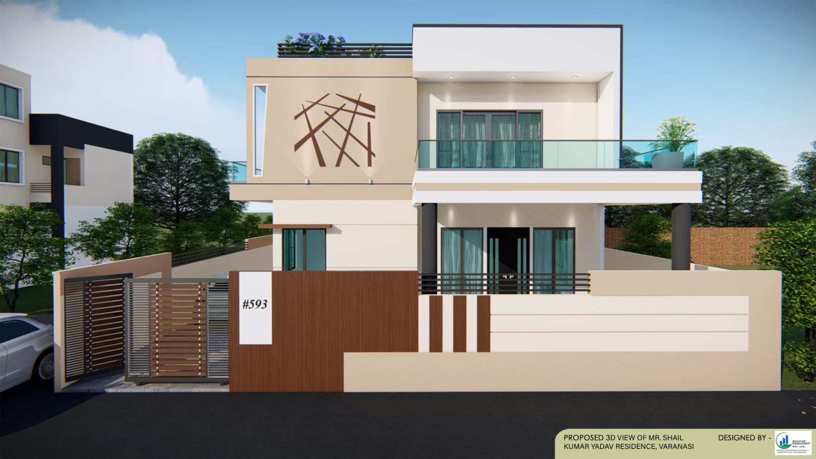 Residence exterior facade design, at Varanasi.
