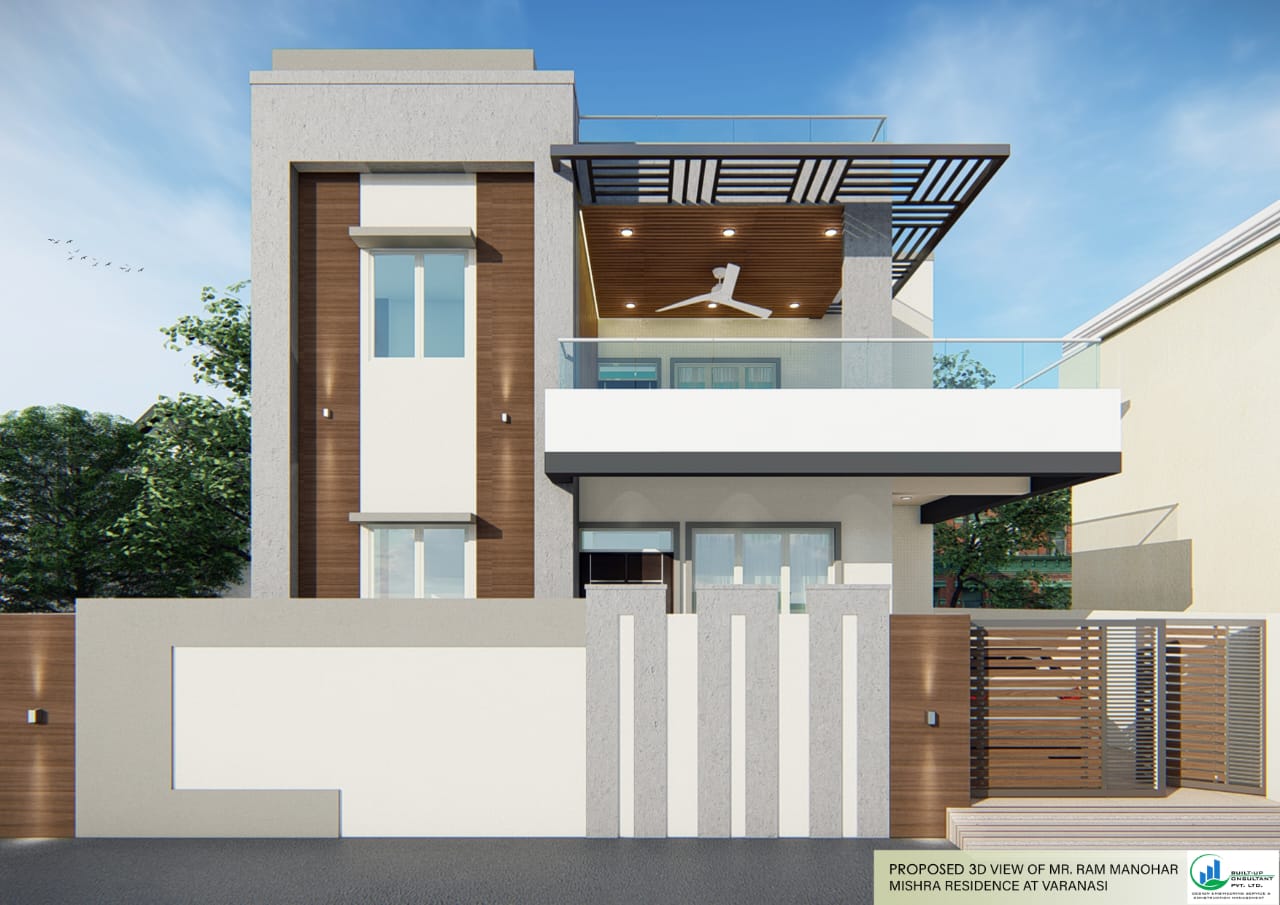 Planning, Design Engineering Consultancy And Construction Management Of Residence exterior facade design at Varanasi, U.P.